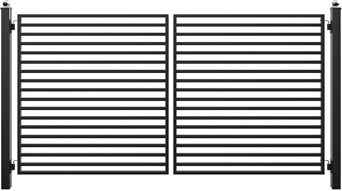 ZUMI Dual Swing Driveway Gate, 12x6 ft. Outdoor Steel Fence for Home Security, Heavy-Duty Weatherproof Iron Kit, Brooklyn Style