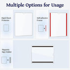 10 Pack Magnetic Sign Holder 8.5 x 11 - Rigid Sheet Protectors with Magnetic Strip Adhesive Strip, Adhesive Frames 8.5 x 11 Magnetic Picture Frames for Refrigerator,Whiteboard,Wall,Door,Window