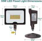 kadision 55W LED Flood Light with Dusk-to-Dawn Photocell, 3000K/4000K/5000K Selectable, 120V 6600lm IP65 Waterproof Knuckle Mount Outdoor Security Lights, ETL Listed, 2-Pack