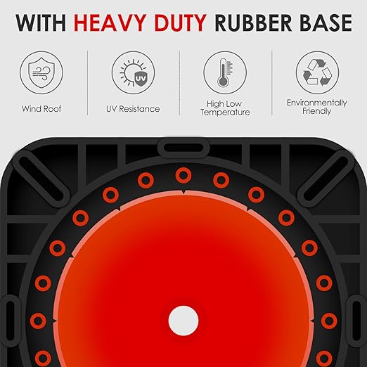 6 Pack 28" Inch Large PVC Traffic Cones with Heavy-Duty Black Base, High-Visibility All-Weather Safety Cones for Road Construction, Parking Lot, Garage Use (6, Orange, 28" Large)