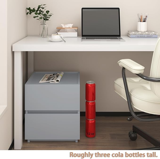 furtble Stackable 2-Drawer Dresser, Multi-Purpose Storage Closet Cube for Bedroom, Storage Cabinet for Entryway, Nightstand Sofa Beside Table Drawer Chest, 15.8 in, Gray