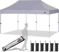 Eurmax USA 10'x20' Pop Up Canopy Tent Commercial Instant Canopies with Heavy Duty Roller Bag,Bonus 6 Sand Weights Bags (Grey)