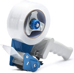 Pacific Mailer 2 Inch Tape Gun Dispenser with 2 Inch Carton Packing Tape, Lightweight Industrial Side Loading Tape Dispenser - Blue