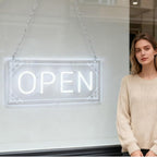 Open Signs for Business, LED Neon Open Sign Lighted Open Lights for Business Window Door Wall Hanging Coffee Snack Bar Restaurant Barbershop Retails Store Shop, USB Power & Dimmab