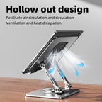 iPad Holder Stand, Tablet Holder with Thickened 360° Rotating Base Dual Rod Adjustable Aluminum Stand for All 4-12.9’’ iPad Surface Samsung Phone Tablet Kindle E-Reader and More, Silver