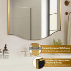 ANDY STAR Gold Bathroom Mirror, 22"x30" Scalloped Wall Mirror in Stainless Steel Metal Frame, Unique Vanity Mirror with Modern Curved Edge Design, Ideal for Bathroom, Bedroom, Entryway