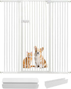 Lumizone Extra Tall Cat Gate 61.02" High Pressure Mounted Extra Wide 2025 New (17 Sizes) 1.37" Gap No Drilling Auto-Close One-Handed Operation Tall Pet Gate for Dogs(White, 61.02" H x 29.92"-59.44" W)