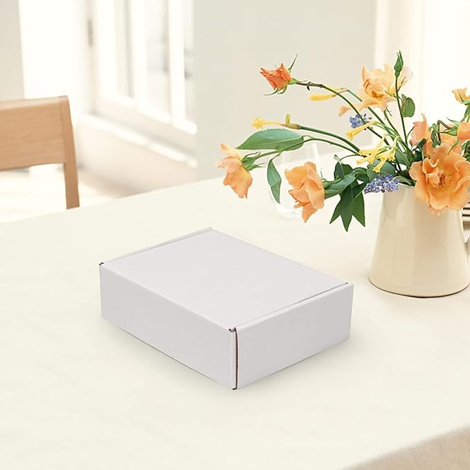 HORLIMER 7x5x2 Small Shipping Boxes Set of 50, White Corrugated Cardboard Box Literature Mailer