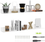 36 Inches Acrylic Wall Shelves 2 Pack, Floating Shelf for Wall Mounting, Acrylic Display Ledges for Funko Pop Figures, Home Décor, Living Room, Gaming Room, Plants(36 inch, White)