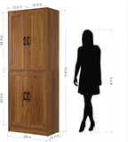 71" Tall Kitchen Pantry Cabinet, Freestanding Food Storage Organizer with Doors & Adjustable Shelves, Large Utility Hutch Cupboard for Dining Room, Living Room, Bathroom & Home Office, Brown
