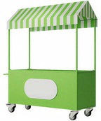 Outdoor Vendor Cart, Portable Cart with Canopy, Commercial Business Mobile Street Food Vendor Carts, Foldable Vending Stand Kiosk Display Trolley with Canopy for Markets (Blue)