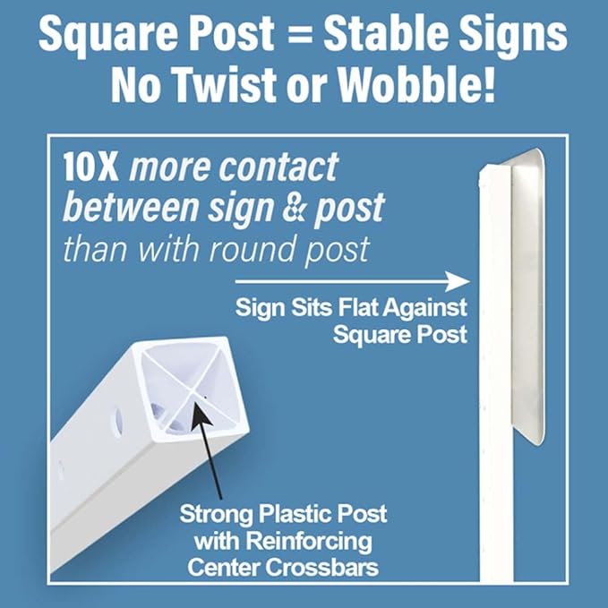 Plasticade Roll-A-Post Portable Sign Post with 60" Power Post Plastic Signpost, Designed for Schools, Sidewalks or Parking Lots, Durable and Resistant to Weathering, Yellow Base with Black Post