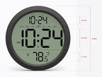 Digital Wall Clock with Date, Indoor Temperature, Auto-DST, Battery-Operated Digital Clock, 8 Inch Small Decorative Wall Clock for Bedroom, Living Room, Home, Kitchen, Office, Modern, Electric, Simple