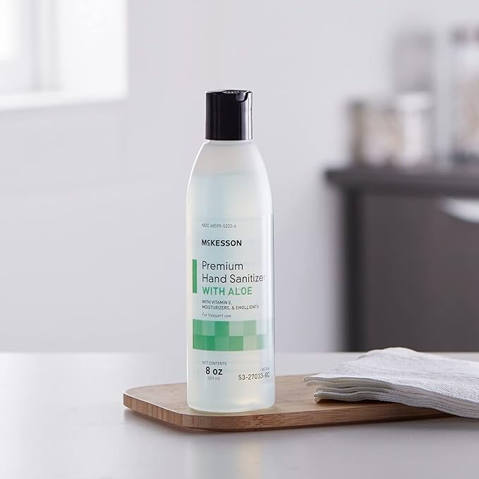 McKesson Hand Sanitizer with Aloe, 8 oz Pump Bottle [Pack of 1] – 70% Ethyl Alcohol, Spring Water Scent, No-Rinse Sanitizing Gel with Vitamin E and Moisturizers, Medical-Grade