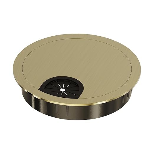 Desk Grommet 3-1/8 Inch 80mm, Zinc Alloy Computer Desk Wire Hole Cover, Office Desktop Cord Cable Hole Metal Ring, Bronze Tone
