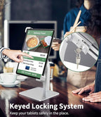Anti-Theft Desktop Tablet Kiosk Stand for 7-11" Tablets, Security Countertop Stand with Lock & Key, 360 Swivel, Non-Slip Rubber, Compatible with iPad Pro 11/Air/Mini, Galaxy Tab S9/S8/S7