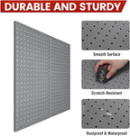 Pegboard, Metal Peg Board, Pegboards Wall Organizer with 76 Pcs Hooks, Sturdy Peg Board for Garage Tool Organization, Home & Office Wall Decoration (Grey, 4 Pack)
