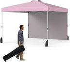 Tangkula 10x10 FT Pop up Canopy with Sidewall, Easy Setup Outdoor Tent with Wheeled Bag, 4 Sandbags, 4 Ropes, 4 Anchors, 8 Stakes, Vented Top, Portable Canopy Tent for Party Event Patio (Pink)