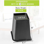 Bed Risers 2 inch, 3 inch, 4 inch, 6 inch, 8 inch Heavy Duty, Oversized Furniture Riser for Couch Sofa Table Chair Leg Frame Dorm, Support up to 6000 Lbs (Black Full 4 Pack, 6 inch)