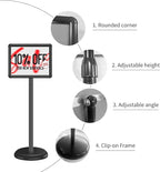 Sign Holder Floor Display Stand: 8.5 x 11 inch Adjustable Standing Signage Stand with Snap Frame for Malls Schools Restaurants (Black, 8.5 x 11" (2 PACK))