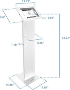Mount-It! Anti-Theft Tablet Floor Stand, Commercial Tablet Floor Kiosk with Universal Enclosure, Locking Mount Stand for iPad Gen 7-10, Pro, Air, 10.2 inch, 10.9 Inch, White