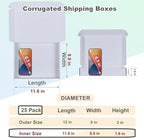 MEBRUDY 12x9x2 Inches Shipping Boxes Pack of 25, White Corrugated Cardboard Box for Mailing Packing Literature Mailer