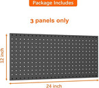 WALMANN Metal Pegboard Panels for Wall Garage Tools Storage Pegboard for Garage, Workbench, Modular Peg Board Tool Organizer Board (Black 12"*24", Pack of 3)