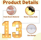 Imprsv 3FT Light Up Numbers, Marquee 13th Birthday Decorations for Girls Boys, Large Light Up 13th Birthday Women Foam Board Anniversary Party Decorations Arch Kit (DIY)
