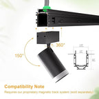 2-Pack Adjustable Focus Spotlight, 18W Magnetic Track Light Head, 24V LED Lamp, Rotatable Spotlight, Smart Control via App, Remote & Voice, Dimmable & CCT 2700K-6000K, Beam Angle 20°-45°