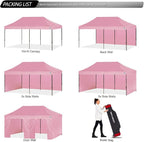 ABCCANOPY Classic Ez Pop up Canopy Tent with Sidewalls 10x20 Market and Patio-Series, Pink