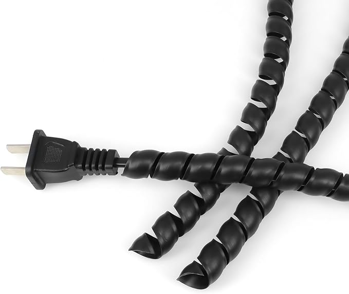 Spiral Wire Wrap, 9.84ft, 16.4ft, 33ft Spiral Cable Wrap Sleeve Hose for Computer, Power, Audio & Video Cords Stop Cord Tangle and Detangler (Black, 10mm (3/8")-33ft)