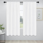 Easy-Going Rod Pocket Blackout Curtains for Bedroom, Room Darkening Window Curtains for Living Room, Thermal Insulated Noise Reduction Solid Window Drapes, 2 Panels(42x72 in, White)