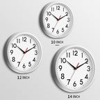 Wall Clock Modern Battery Operated 10 Inch Simpel Silent Non Ticking Decorative for Kitchen Office Outdoor Bedroom Living Room School Classroom(Silver)
