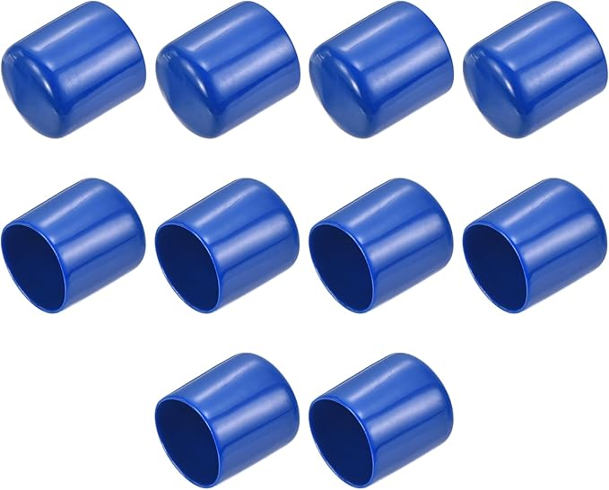 uxcell 10pcs Rubber End Caps 29mm(1 1/8") ID Vinyl Round End Cap Cover Screw Thread Protectors Blue
