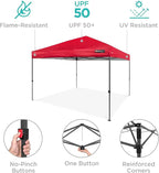 Best Choice Products 10x10ft 1-Person Setup Pop Up Canopy Tent Instant Portable Shelter w/ 1-Button Push, Case, 4 Weight Bags - Red