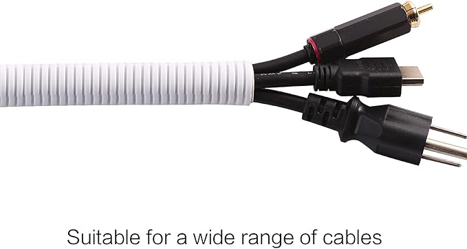 Alex Tech 25ft - 1/2 inch Split Wire Loom Tubing - White
