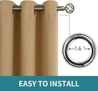BGment Room Darkening Curtain for Sliding Glass Door, Extra Long Blackout Room Divider Curtain for Living Room 120 Inch Length, Doorways Privacy Window Drape, Khaki, 1 Panel, 100 Wide