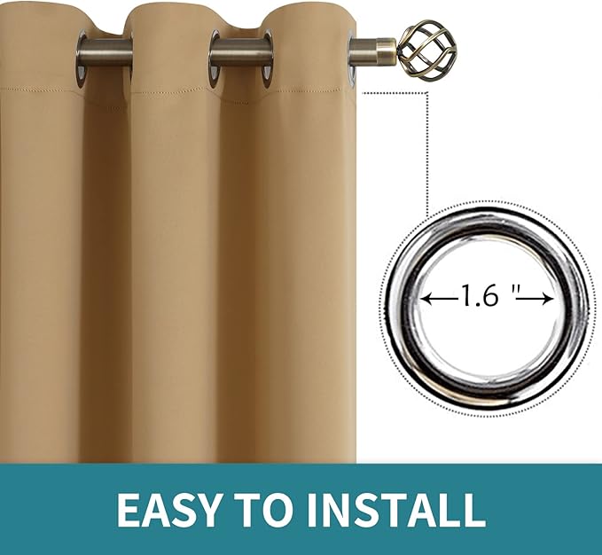 BGment Room Darkening Curtain for Sliding Glass Door, Extra Long Blackout Room Divider Curtain for Living Room 120 Inch Length, Doorways Privacy Window Drape, Khaki, 1 Panel, 100 Wide