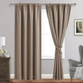 JIUZHEN Blackout Curtains for Bedroom - 60 Inch Extra Wide Thermal Insulated Room Darkening Privacy Soundproof Curtains for Living Room, Set of 2 Panels with Tiebacks, 60 x 84 inches, Camel