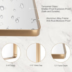 LOAAO 40”X30” Gold Bathroom Mirror, Rounded Rectangle Gold Frame Mirror, Brushed Gold Bathroom Vanity Mirror Wall-Mounted, Anti-Rust, Tempered Glass, Hangs Horizontally or Vertically