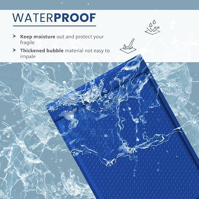 Royal Blue 12.5x19.5 Inch Large Poly Bubble Mailers #6 | Padded Envelopes with Self Seal | Air Lined Cushioned Bubble Mailer | Usable Size 12.5x15 | 100 Pack Bulk | Lightweight shipping Bags