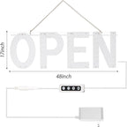 LED Open Sign for Business,48"x17" Dimmable Brightness Large Electric Light Up Sign, Hanging Installation for Store Restaurant Office Bar Hotel Salon (warm white)