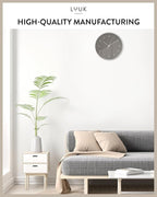 LUUK LIFESTYLE Silent Quartz Wall Clock, Nordic and Minimalist Design, Interior Decoration for Living Room, Kitchen, Bedroom, Dark Grey and Silver