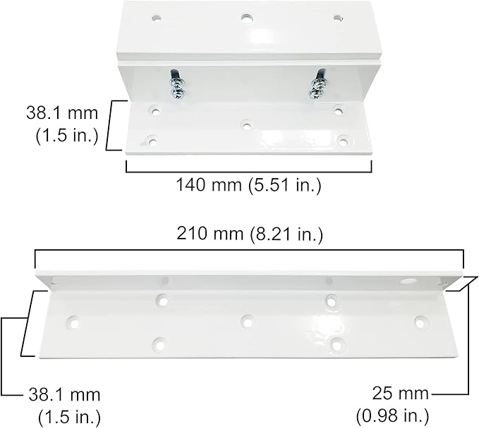 Visionis FPC-5191-WH White 300lbs Indoor Electromagnetic Lock with 300 lbs L and Z Bracket for Inswinging Door