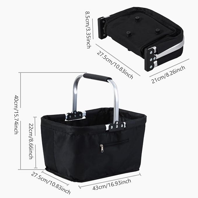 Shopping Bag Basket Foldable, 26L Grocery Storage Container, Market Shopping Basket for Supermarket Camping Picnic Travel Home Farmhouse Kitchen Stores Durable Lightweight Organizer Tote Carrying Bag