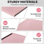 Peg Board, 3 Pack Metal Pegboard Panels Pink Pegboards Wall Organizer with Frame Large Heavy Duty Peg Board with Hooks for Walls Home, Garage Tool Storage, Office, Craft Room, Kitchen 24”×16”