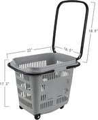 50 L Plastic Rolling Shopping Basket with Long Handle, Large Portable Retail Baskets Set for Groceries, 4 Packs