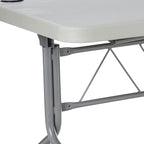 Office Star Resin Multipurpose Flip Training Table with Locking Casters for Home or Office, 4 Feet Light Gray