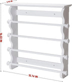 4-Tier Wall-Mounted Wooden Bracelet Holder – Elegant White Jewelry Display Rack with Top Shelf for Perfume, Sunglasses & Accessories – Hanging Organizer for Bracelets, Bangles, Watches & Necklaces