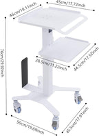 Computer Cart Mobile Standing Workstation with Power Strip, Salon Spa Beauty Machine Trolley Stand, Adjustable Height Computer Cart with 4 Wheels for Placing Computers, Mainframes